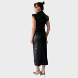 Brazella | Vestido Elegante de Ante con Abertura