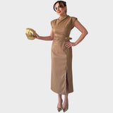 Brazella | Vestido Elegante de Ante con Abertura