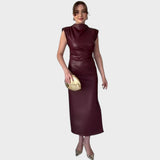 Brazella | Vestido Elegante de Ante con Abertura