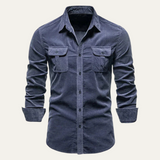 La Camisa de Corduroy Casual de Botones para Hombre Norwick