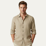 La Camisa de Lino Vintage de Manga Larga Zurich para Hombres