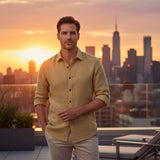 La Camisa de Lino Vintage de Manga Larga Zurich para Hombres