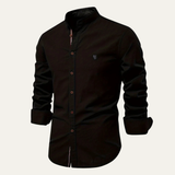 La Camisa de Algodón de Cuello Alto Casual Slim Fit para Hombre Brookline