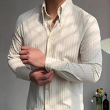 La Camisa Formal de Manga Larga con Pliegues Texturizados para Hombre Macerata – Albaricoque