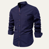 La Camisa de Algodón de Cuello Alto Casual Slim Fit para Hombre Brookline