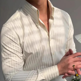 La Camisa Formal de Manga Larga con Pliegues Texturizados para Hombre Macerata – Albaricoque