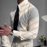 La Camisa Formal de Manga Larga con Pliegues Texturizados para Hombre Macerata – Albaricoque