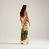 Nuria - Vestido Elegante con Patchwork y Cuello Asimétrico