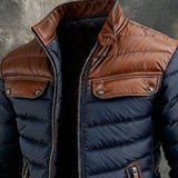 Bonifacio - Chaqueta acolchada azul marino de piel