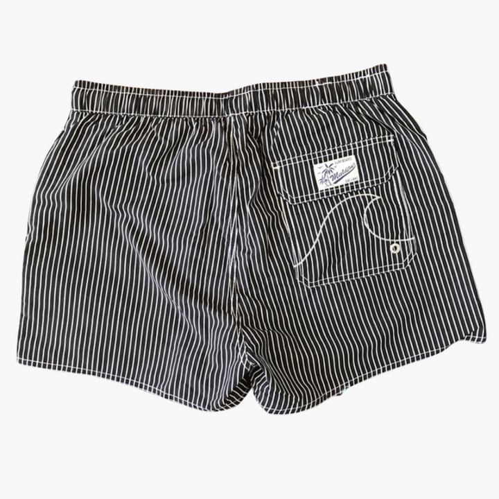 Bañadores cortos de rayas con cinturilla de cordón y bolsillos laterales