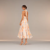 Esther - Vestido de Cuello Halter con Estampado de Acuarela