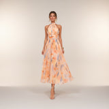 Esther - Vestido de Cuello Halter con Estampado de Acuarela