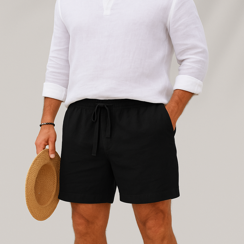 Pantalones Cortos de Lino Livianos para Hombre con Corte Relajado de Verano
