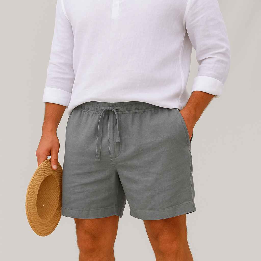 Pantalones Cortos de Lino Livianos para Hombre con Corte Relajado de Verano