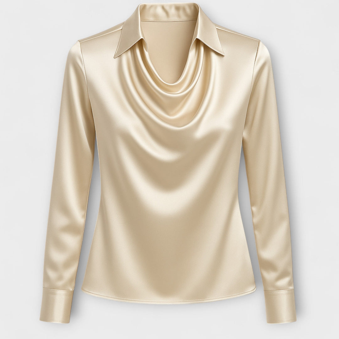 Quinn | Blusa brillante con cuello fruncido