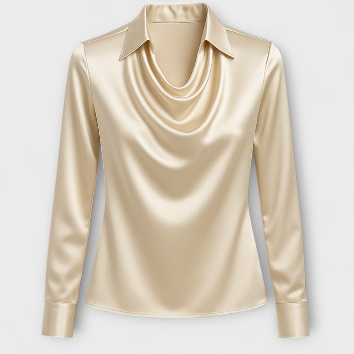 Quinn | Blusa brillante con cuello fruncido
