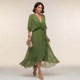 Leticia - Vestido midi con cintura de lazo