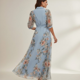 Valeria - Vestido midi con cuello en v y estampado floral