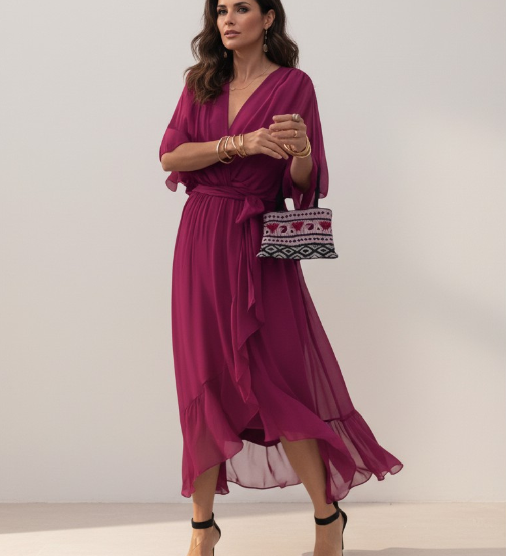 Leticia - Vestido midi con cintura de lazo