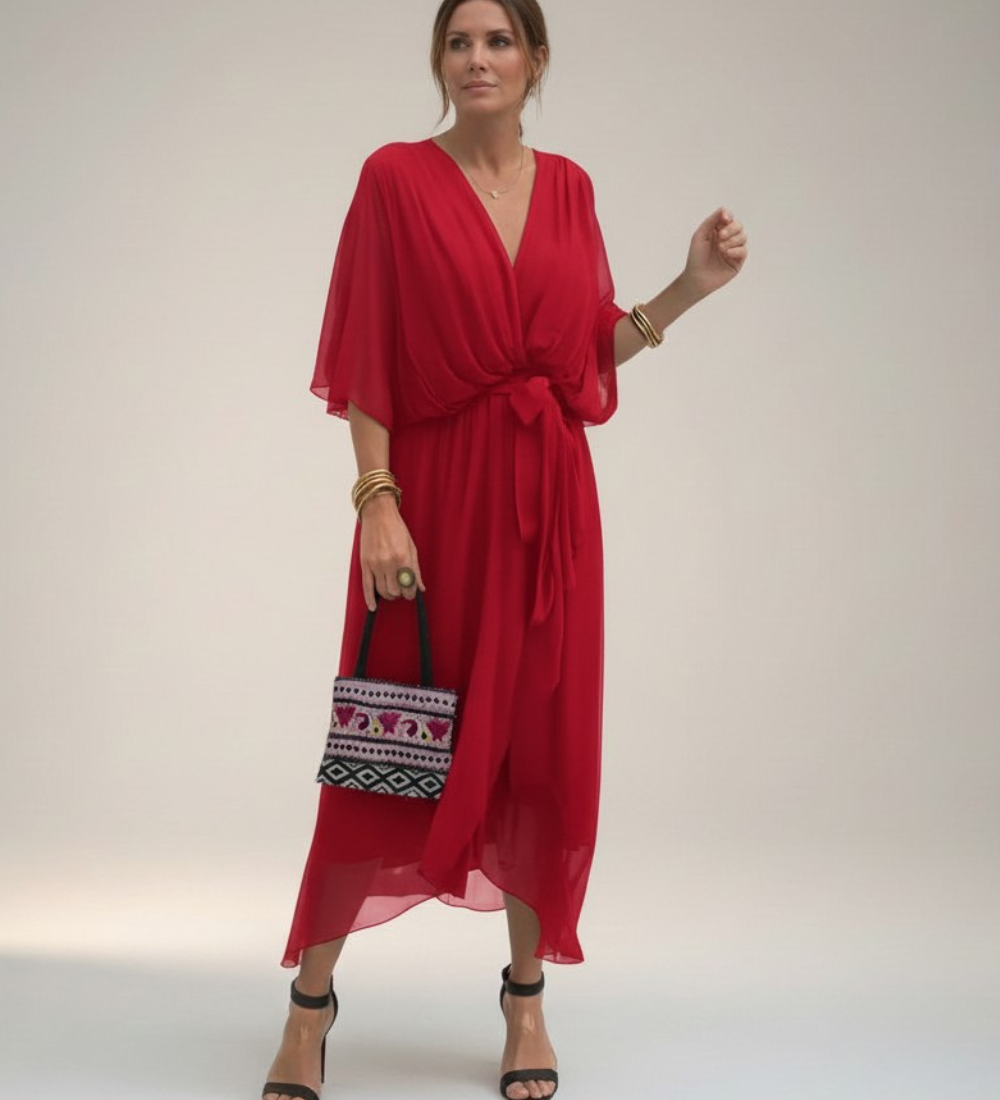 Leticia - Vestido midi con cintura de lazo