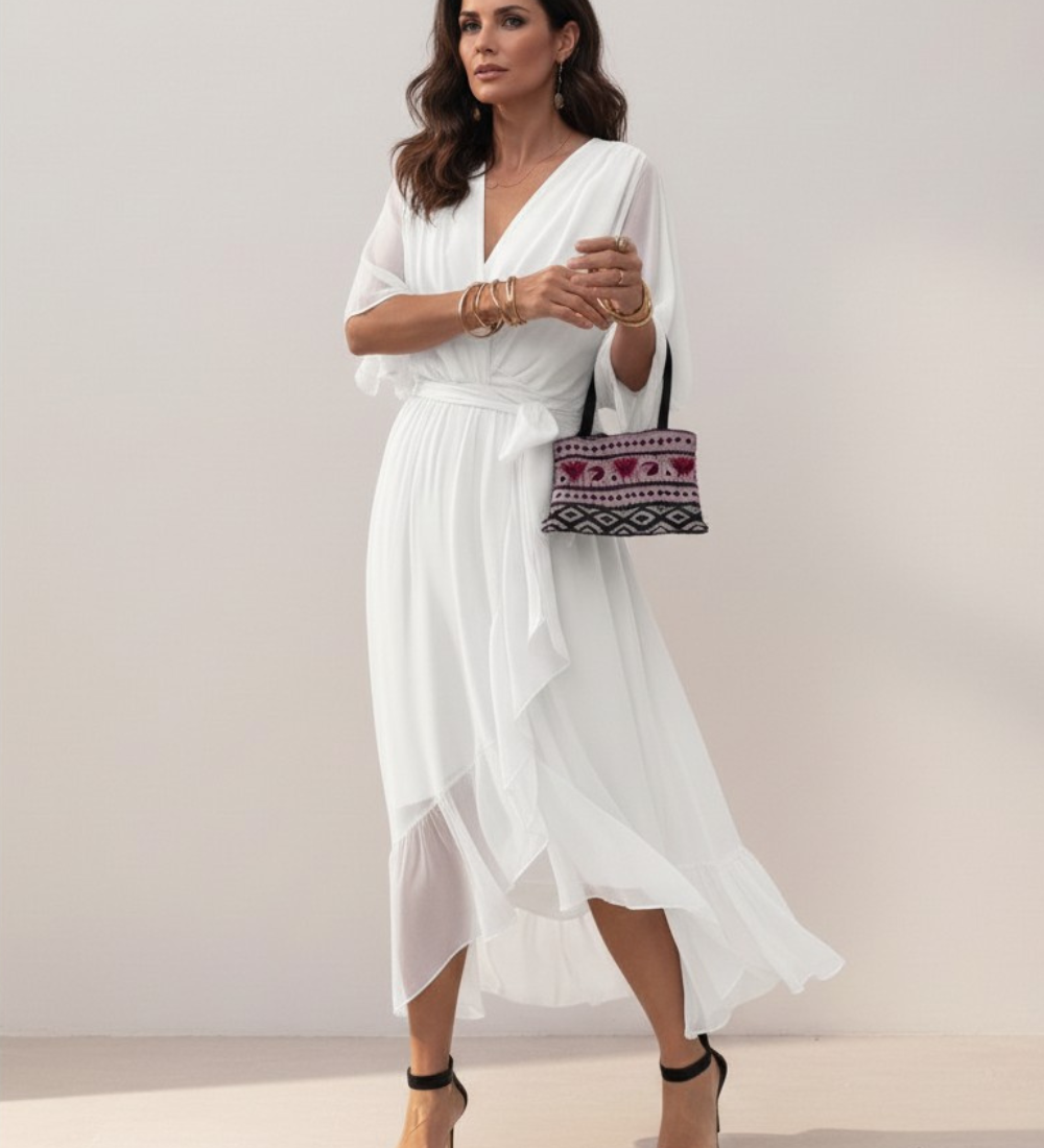Leticia - Vestido midi con cintura de lazo