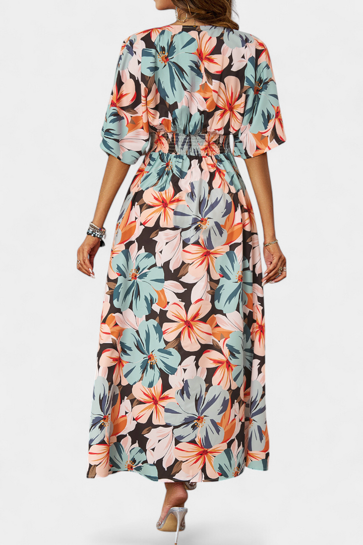 Julie | Vestido Largo con Estampado Floral y Escote Cruzado