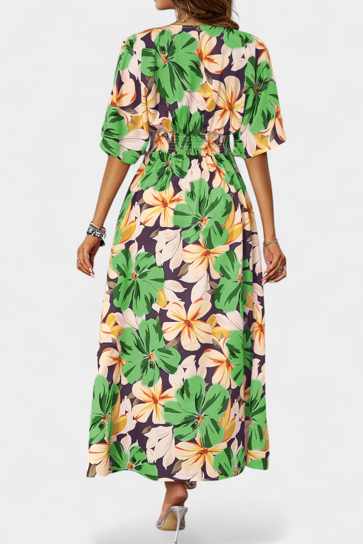 Julie | Vestido Largo con Estampado Floral y Escote Cruzado