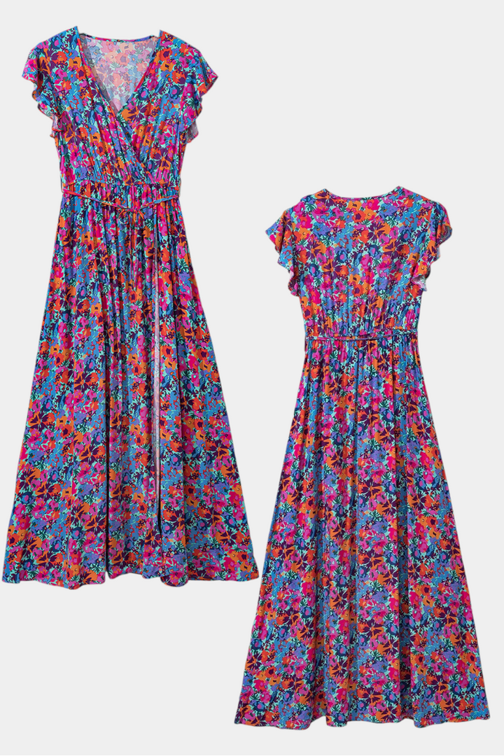 Ximena | Vestido Cruzado Largo con Estampado Floral