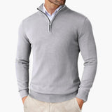 Men's Knit Sweater with Zip Collar and Ribbed Finish