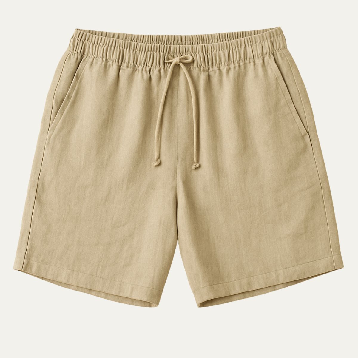 Los pantalones cortos de lino beige Old Money para hombre de Lisboa