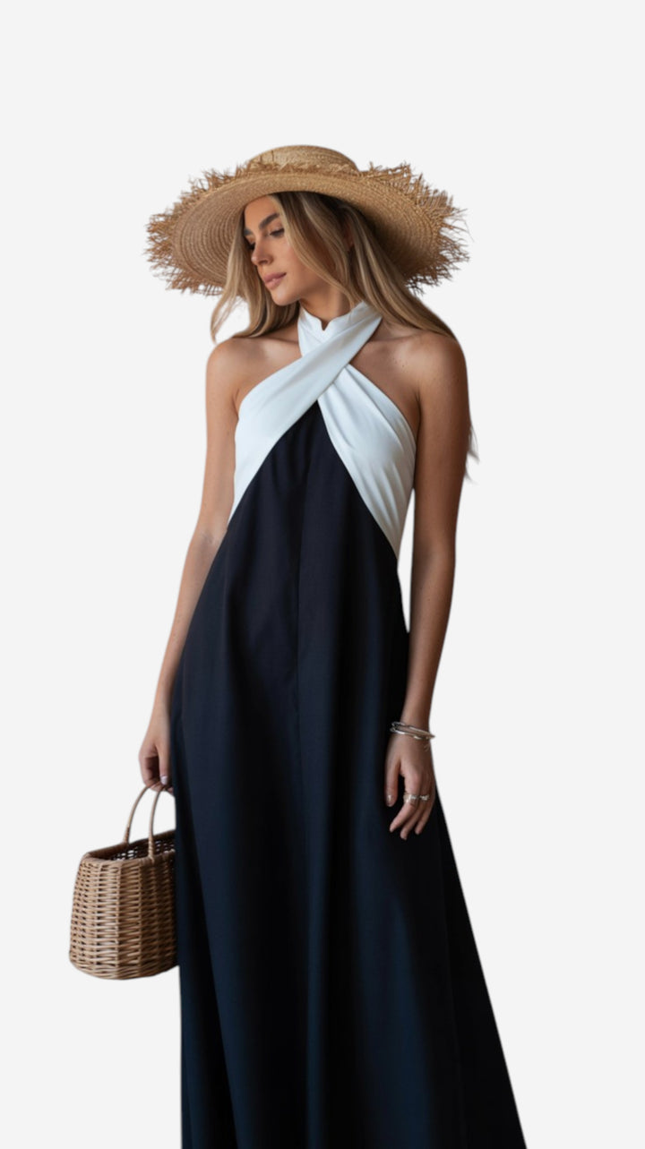 Sienna | Vestido elegante con espalda descubierta y cuello cruzado a la moda