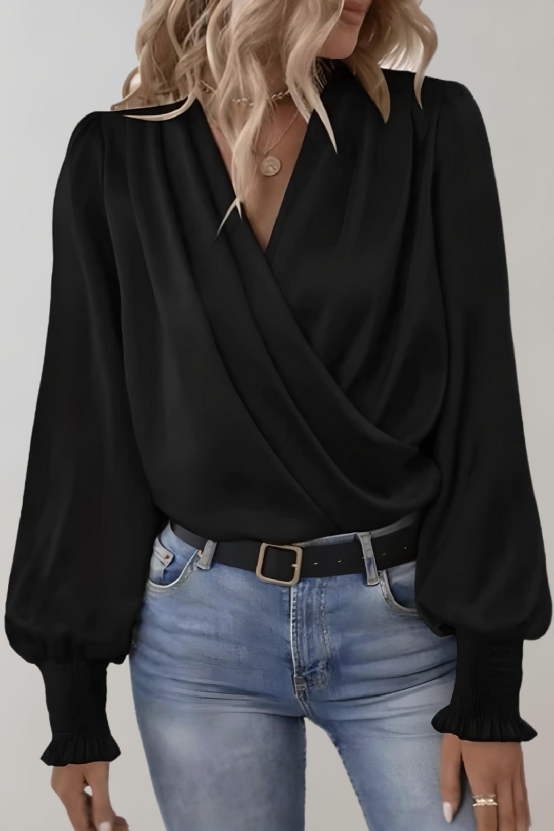 Carlota | Blusa Elegante de Manga Larga con Escote en V
