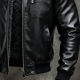 Hernando - Chaqueta de piel cálida en color negro forrada con sherpa