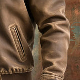 Vicente - Chaqueta de cuero marrón clásica