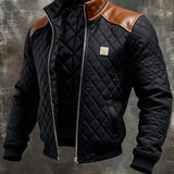 Ramiro - Chaqueta negra acolchada con hombros de cuero