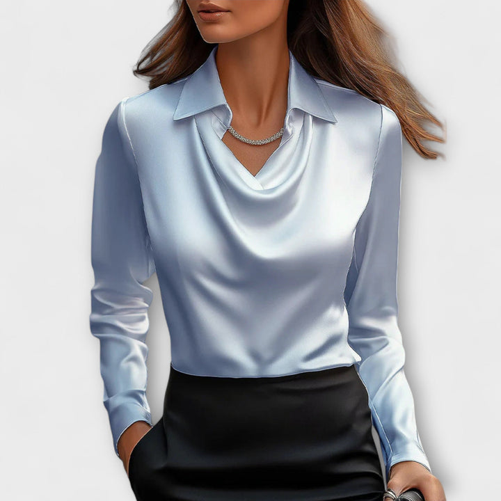 Quinn | Blusa brillante con cuello fruncido