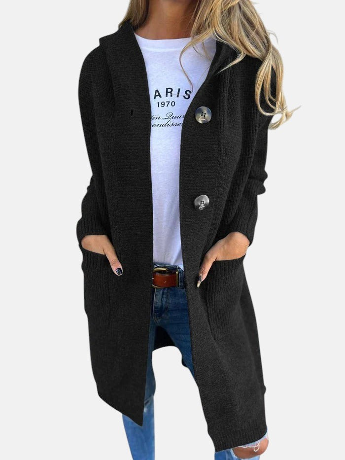 YASMINE | CÁRDIGAN LARGO DE PUNTO CON BOLSILLOS