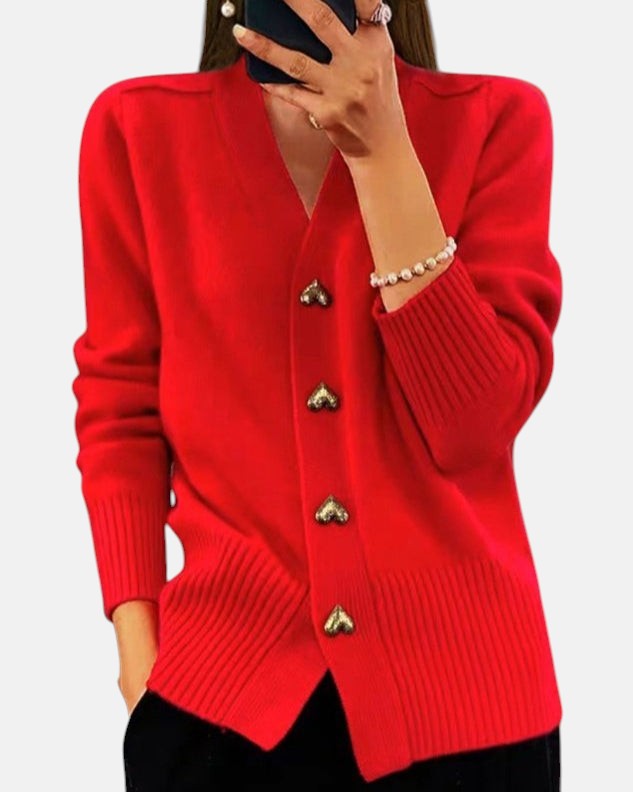ADELE | CARDIGAN ELEGANTE CON BOTONES EN FORMA DE CORAZÓN