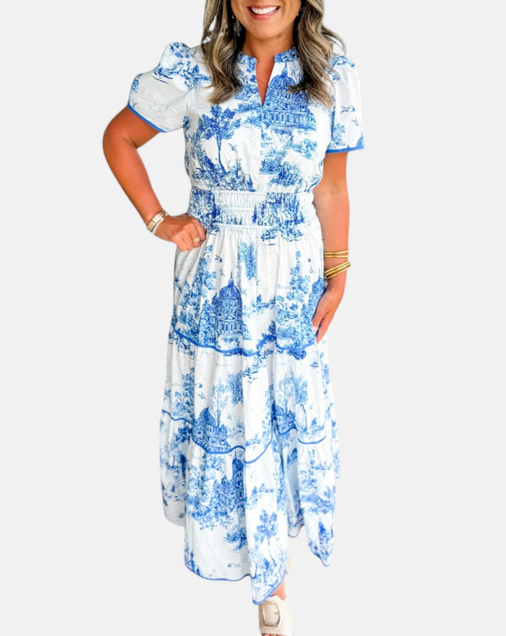 MAISY | VESTIDO LARGO CLÁSICO CON ESTAMPADO TOILE