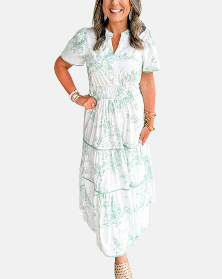 MAISY | VESTIDO LARGO CLÁSICO CON ESTAMPADO TOILE