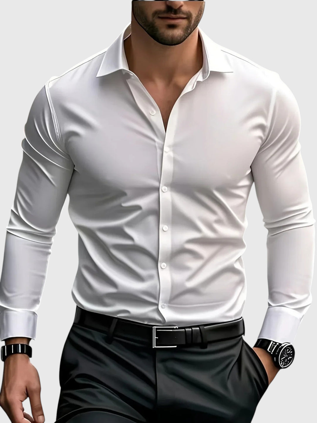 Álvaro |  Elegante camisa de manga larga con botones