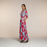 Marina - Vestido largo estampado con cuello en v favorecedor