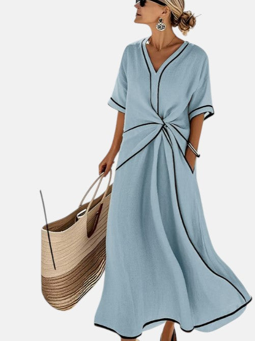 MERCEDES | VESTIDO DE LINO CON DETALLE DRAPEADO