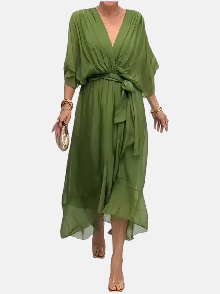 ISABELLA | VESTIDO MIDI CON CINTURA DE LAZO