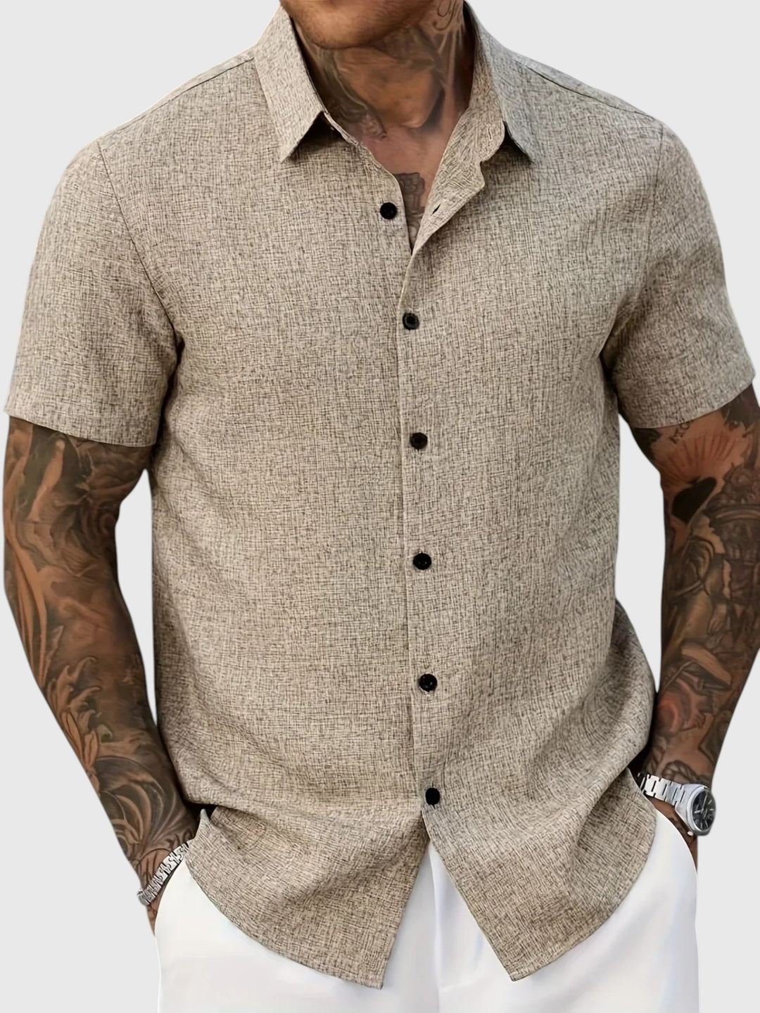 Juan | Camisa ligera de manga corta en mezcla de lino